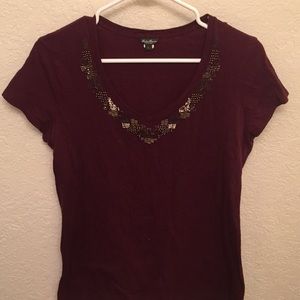 EDDIE BAUER - Burgandy Beaded Shirt